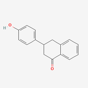 molecular formula C16H14O2 B3058554 3-(4-Hydroxyphenyl)-3,4-dihydronaphthalen-1(2H)-one CAS No. 90035-32-8
