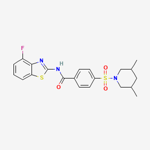 molecular formula C21H22FN3O3S2 B3058624 Benzamide, 4-[(3,5-dimethyl-1-piperidinyl)sulfonyl]-N-(4-fluoro-2-benzothiazolyl)- CAS No. 904817-90-9