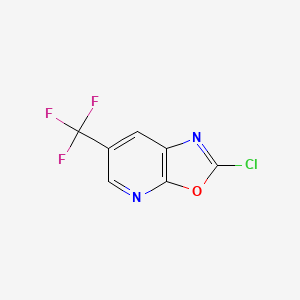 molecular formula C7H2ClF3N2O B3058655 Oxazolo[5,4-b]pyridine, 2-chloro-6-(trifluoromethyl)- CAS No. 90778-26-0