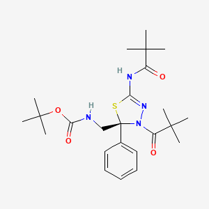 molecular formula C24H36N4O4S B3058680 (R)-tert-butyl ((2-phenyl-5-pivalamido-3-pivaloyl-2,3-dihydro-1,3,4-thiadiazol-2-yl)methyl)carbamate CAS No. 910634-47-8