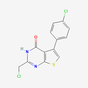 molecular formula C13H8Cl2N2OS B3058697 2-(chloromethyl)-5-(4-chlorophenyl)thieno[2,3-d]pyrimidin-4(3H)-one CAS No. 91225-69-3