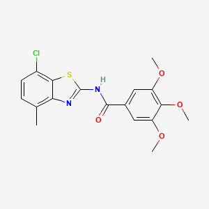 molecular formula C18H17ClN2O4S B3058704 Benzamide, N-(7-chloro-4-methyl-2-benzothiazolyl)-3,4,5-trimethoxy- CAS No. 912762-78-8