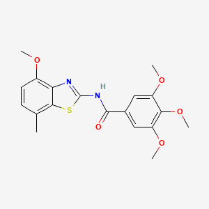 molecular formula C19H20N2O5S B3058705 Benzamide, 3,4,5-trimethoxy-N-(4-methoxy-7-methyl-2-benzothiazolyl)- CAS No. 912762-84-6