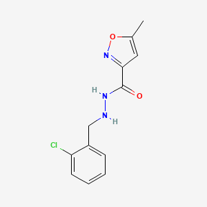 molecular formula C12H12ClN3O2 B3058728 N'-[(2-chlorophenyl)methyl]-5-methyl-1,2-oxazole-3-carbohydrazide CAS No. 91396-23-5