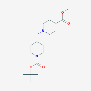 molecular formula C18H32N2O4 B3058733 tert-Butyl 4-((4-(methoxycarbonyl)piperidin-1-yl)methyl)piperidine-1-carboxylate CAS No. 914347-36-7