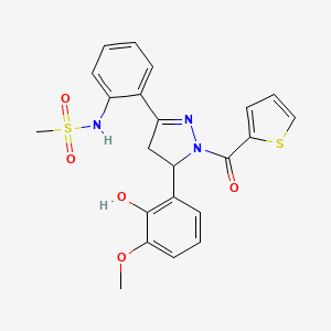 N-{2-[5-(2-hydroxy-3-methoxyphenyl)-1-(thiophene-2-carbonyl)-4,5-dihydro-1H-pyrazol-3-yl]phenyl}methanesulfonamide