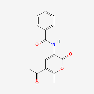 molecular formula C15H13NO4 B3059058 n-(5-acetyl-6-methyl-2-oxo-2h-pyran-3-yl)benzamide CAS No. 93945-84-7