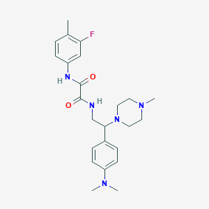 molecular formula C24H32FN5O2 B3059086 N'-{2-[4-(dimethylamino)phenyl]-2-(4-methylpiperazin-1-yl)ethyl}-N-(3-fluoro-4-methylphenyl)ethanediamide CAS No. 941869-62-1