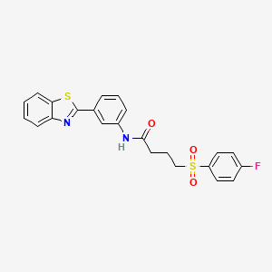 molecular formula C23H19FN2O3S2 B3059091 N-[3-(1,3-benzothiazol-2-yl)phenyl]-4-(4-fluorobenzenesulfonyl)butanamide CAS No. 941987-61-7