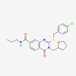 2-((4-chlorobenzyl)thio)-4-oxo-N-propyl-3-((tetrahydrofuran-2-yl)methyl)-3,4-dihydroquinazoline-7-carboxamide