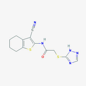 molecular formula C13H13N5OS2 B305920 N-(3-cyano-4,5,6,7-tetrahydro-1-benzothien-2-yl)-2-(4H-1,2,4-triazol-3-ylsulfanyl)acetamide 