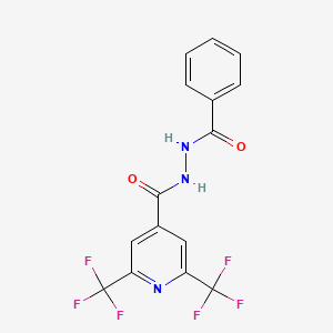 molecular formula C15H9F6N3O2 B3059660 N'-[2,6-bis(trifluoromethyl)pyridine-4-carbonyl]benzohydrazide CAS No. 1092346-50-3
