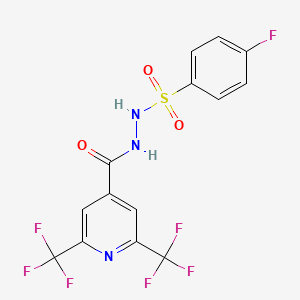 molecular formula C14H8F7N3O3S B3059661 N'-(4-fluorobenzenesulfonyl)-2,6-bis(trifluoromethyl)pyridine-4-carbohydrazide CAS No. 1092346-52-5