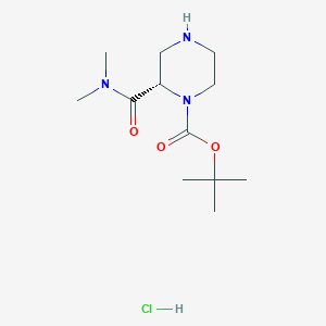 molecular formula C12H24ClN3O3 B3059733 (S)-tert-Butyl 2-(dimethylcarbamoyl)piperazine-1-carboxylate hydrochloride CAS No. 1217706-03-0