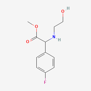 molecular formula C11H14FNO3 B3059851 Methyl 2-(4-fluorophenyl)-2-[(2-hydroxyethyl)amino]acetate CAS No. 1353497-16-1