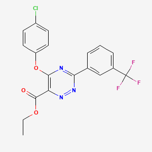 Ethyl 5-(4-chlorophenoxy)-3-[3-(trifluoromethyl)phenyl]-1,2,4-triazine-6-carboxylate
