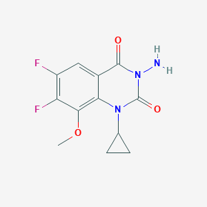 molecular formula C12H11F2N3O3 B3060422 2,4(1H,3H)-喹唑啉二酮，3-氨基-1-环丙基-6,7-二氟-8-甲氧基- CAS No. 351368-41-7