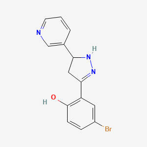 4-Bromo-2-(5-pyridin-3-YL-4,5-dihydro-1H-pyrazol-3-YL)phenol