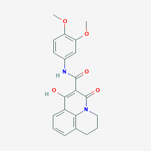 molecular formula C21H20N2O5 B3060516 N-(3,4-dimethoxyphenyl)-4-hydroxy-2-oxo-1-azatricyclo[7.3.1.0^{5,13}]trideca-3,5(13),6,8-tetraene-3-carboxamide CAS No. 478067-97-9
