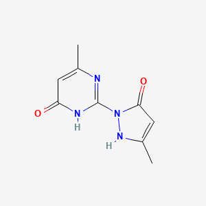 molecular formula C9H10N4O2 B3060563 6-methyl-2-(3-methyl-5-oxo-2,5-dihydro-1H-pyrazol-1-yl)-4(3H)-pyrimidinone CAS No. 53068-50-1