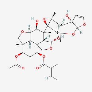 [(4R,5R,6S,7S,8R,11R,12R,14S,15S)-12-Acetyloxy-4,7-dihydroxy-6-[(1R,2S,6S,9R,11S)-2-hydroxy-11-methyl-5,7,10-trioxatetracyclo[6.3.1.02,6.09,11]dodec-3-en-9-yl]-6,11-dimethyl-3,9-dioxatetracyclo[6.6.1.01,5.011,15]pentadecan-14-yl] (E)-2-methylbut-2-enoate