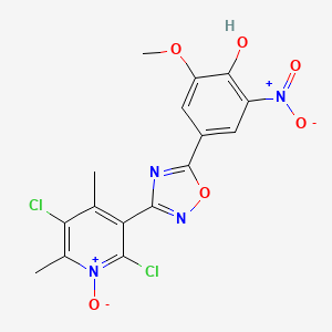 4-[3-(2,5-Dichloro-4,6-dimethyl-1-oxido-3-pyridinyl)-1,2,4-oxadiazol-5-yl]-2-methoxy-6-nitrophenol