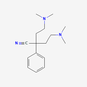 molecular formula C16H25N3 B3061023 Butyronitrile, 4-(dimethylamino)-2-(2-(dimethylamino)ethyl)-2-phenyl- CAS No. 2809-47-4
