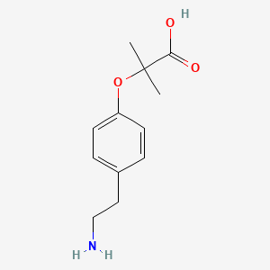 molecular formula C12H17NO3 B3061135 Propanoic acid, 2-[4-(2-aminoethyl)phenoxy]-2-methyl- CAS No. 55458-78-1