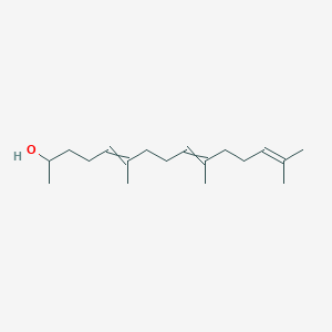 molecular formula C18H32O B3061165 5,9,13-Pentadecatrien-2-ol, 6,10,14-trimethyl-, (5E,9E)- CAS No. 587888-42-4