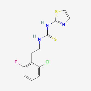 molecular formula C12H11ClFN3S2 B3061838 Thiourea, N-(2-(2-chloro-6-fluorophenyl)ethyl)-N'-2-thiazolyl- CAS No. 149485-98-3