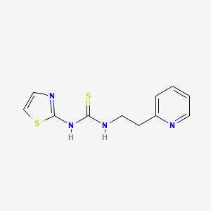 molecular formula C11H12N4S2 B3061851 Thiourea, N-(2-(2-pyridinyl)ethyl)-N'-2-thiazolyl- CAS No. 149486-07-7