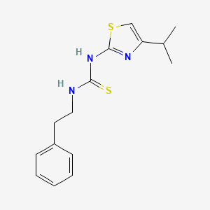 molecular formula C15H19N3S2 B3061876 Thiourea, N-(4-(1-methylethyl)-2-thiazolyl)-N'-(2-phenylethyl)- CAS No. 149486-80-6