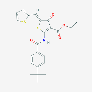 molecular formula C23H23NO4S2 B306216 ethyl (5Z)-2-[(4-tert-butylbenzoyl)amino]-4-oxo-5-(thiophen-2-ylmethylidene)thiophene-3-carboxylate 