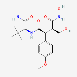 molecular formula C19H29N3O6 B3062243 BUTANEDIAMIDE, N1-[(1S)-2,2-DIMETHYL-1-[(METHYLAMINO)CARBONYL]PROPYL]-N4-HYDROXY-3-(HYDROXYMETHYL)-2-(4-METHOXYPHENYL)-, (2S,3R)- CAS No. 205807-59-6