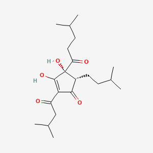 B3062444 2-Cyclopenten-1-one, 3,4-dihydroxy-5-(3-methylbutyl)-2-(3-methyl-1-oxobutyl)-4-(4-methyl-1-oxopentyl)-, (4R,5S)-rel- CAS No. 26054-19-3