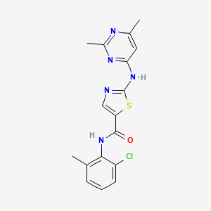 molecular formula C17H16ClN5OS B3062548 N-(2-Chloro-6-methylphenyl)-2-((2,6-dimethyl-4-pyrimidinyl)amino)-5-thiazolecarboxamide CAS No. 302961-18-8