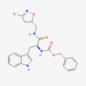 molecular formula C23H23BrN4O4 B3063638 carbamic acid, [(1S)-2-[[(3-bromo-4,5-dihydro-5-isoxazolyl)methyl]amino]-1-(1H-indol-3-ylmethyl)-2-oxoethyl]-, phenylmethyl ester CAS No. 744198-17-2
