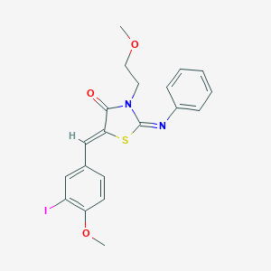 molecular formula C20H19IN2O3S B306457 5-(3-Iodo-4-methoxybenzylidene)-3-(2-methoxyethyl)-2-(phenylimino)-1,3-thiazolidin-4-one 