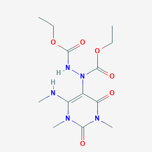 molecular formula C13H21N5O6 B3065496 Diethyl 1-(1,3-dimethyl-6-(methylamino)-2,4-dioxo-1,2,3,4-tetrahydropyrimidin-5-yl)hydrazine-1,2-dicarboxylate CAS No. 49810-14-2