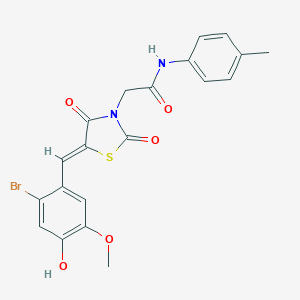 molecular formula C20H17BrN2O5S B306551 2-[5-(2-bromo-4-hydroxy-5-methoxybenzylidene)-2,4-dioxo-1,3-thiazolidin-3-yl]-N-(4-methylphenyl)acetamide 