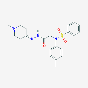 molecular formula C21H26N4O3S B306637 N-(4-METHYLPHENYL)-N-{[N'-(1-METHYLPIPERIDIN-4-YLIDENE)HYDRAZINECARBONYL]METHYL}BENZENESULFONAMIDE 