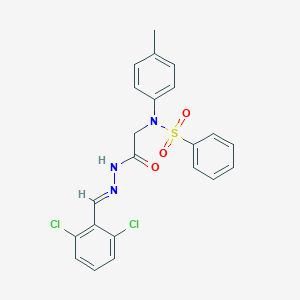molecular formula C22H19Cl2N3O3S B306639 N-({N'-[(E)-(2,6-DICHLOROPHENYL)METHYLIDENE]HYDRAZINECARBONYL}METHYL)-N-(4-METHYLPHENYL)BENZENESULFONAMIDE 