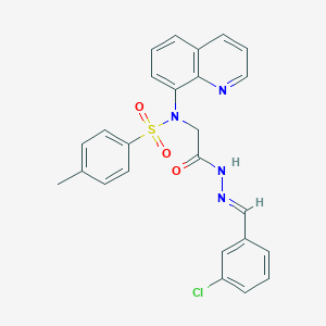 molecular formula C25H21ClN4O3S B306662 N-{2-[2-(3-chlorobenzylidene)hydrazino]-2-oxoethyl}-4-methyl-N-(8-quinolinyl)benzenesulfonamide 