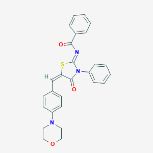molecular formula C27H23N3O3S B306703 N-{(2Z,5E)-5-[4-(morpholin-4-yl)benzylidene]-4-oxo-3-phenyl-1,3-thiazolidin-2-ylidene}benzamide 