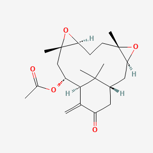 molecular formula C22H32O5 B3067265 (1R,3S,5S,8S,10S,12R,13S)-5,10,17,17-Tetramethyl-14-methylene-15-oxo-4,9-dioxatetracyclo[11.3.1.03,5.08,10]heptadecan-12-yl acetate CAS No. 88498-46-8