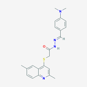 molecular formula C22H24N4OS B306747 N'-[4-(dimethylamino)benzylidene]-2-[(2,6-dimethyl-4-quinolinyl)sulfanyl]acetohydrazide 