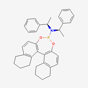 molecular formula C36H38NO2P B3067720 N,N-Bis[(1R)-1-phenylethyl]-12,14-dioxa-13-phosphapentacyclo[13.8.0.02,11.03,8.018,23]tricosa-1(15),2(11),3(8),9,16,18(23)-hexaen-13-amine CAS No. 1389329-66-1