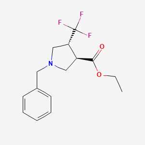 molecular formula C15H18F3NO2 B3067782 trans-Ethyl 1-benzyl-4-(trifluoromethyl)pyrrolidine-3-carboxylate CAS No. 152188-51-7