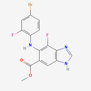 molecular formula C15H10BrF2N3O2 B3068539 Methyl 5-((4-bromo-2-fluorophenyl)amino)-4-fluoro-1H-benzo[d]imidazole-6-carboxylate CAS No. 606143-48-0