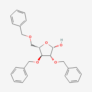 molecular formula C26H28O5 B3068856 (2S,3R,4S,5S)-3,4-Bis(benzyloxy)-5-((benzyloxy)methyl)tetrahydrofuran-2-ol CAS No. 89615-42-9